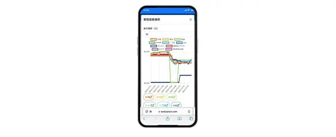スマートフォンで統計情報や分析結果を閲覧中の様子